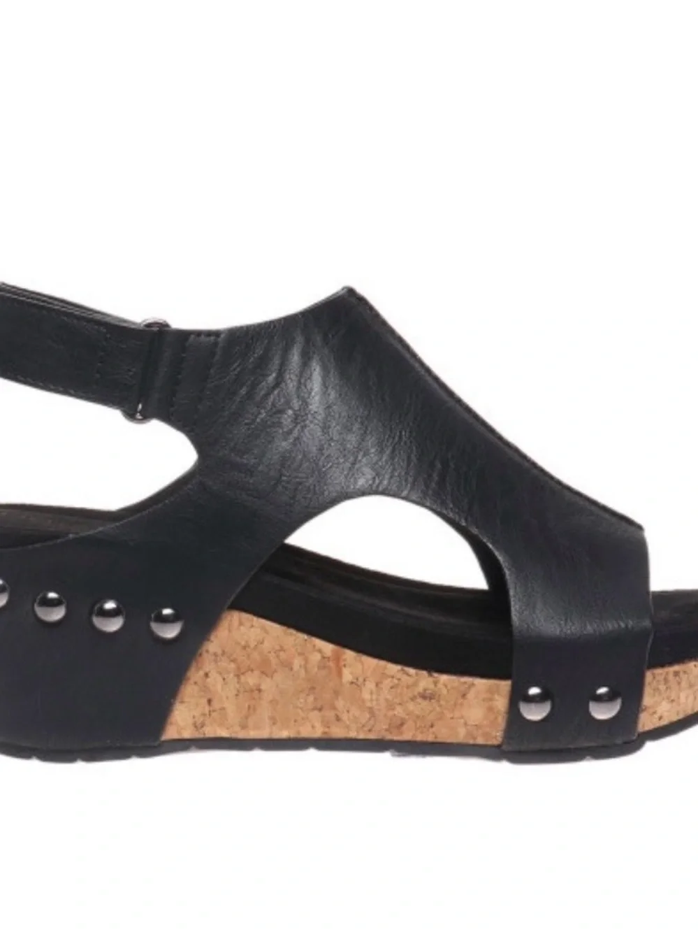 Pierre Dumas Black Cork Wedge Slingback Sandal